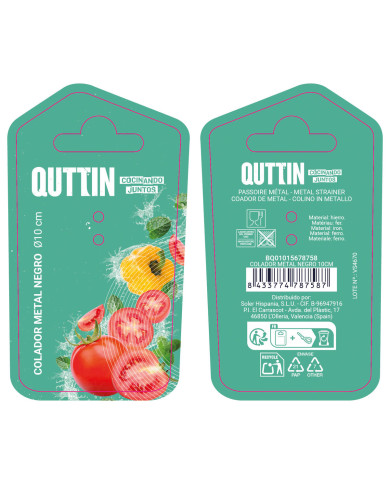 Strainer Quttin Black Metal Ø 10 cm (24 Units)