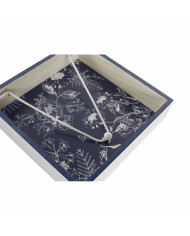 Napkin holder DKD Home Decor Metal White Navy Blue MDF Wood (2 pcs)