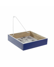 Napkin holder DKD Home Decor Metal White Navy Blue MDF Wood (2 pcs)
