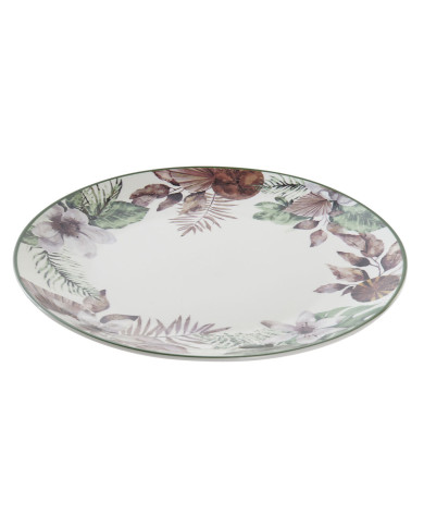 Flat plate DKD Home Decor Flowers Porcelain (27 x 27 x 2 cm)