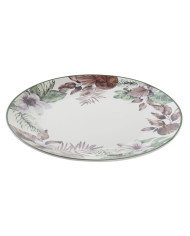 Flat plate DKD Home Decor Flowers Porcelain (27 x 27 x 2 cm)