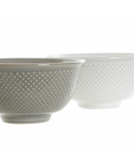 Bowl DKD Home Decor White Grey Porcelain Vintage 12,5 x 12,5 x 6,5 cm 2 Pieces