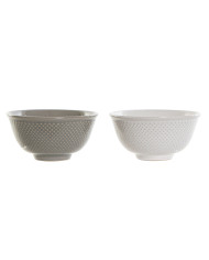 Bowl DKD Home Decor White Grey Porcelain Vintage 12,5 x 12,5 x 6,5 cm 2 Pieces
