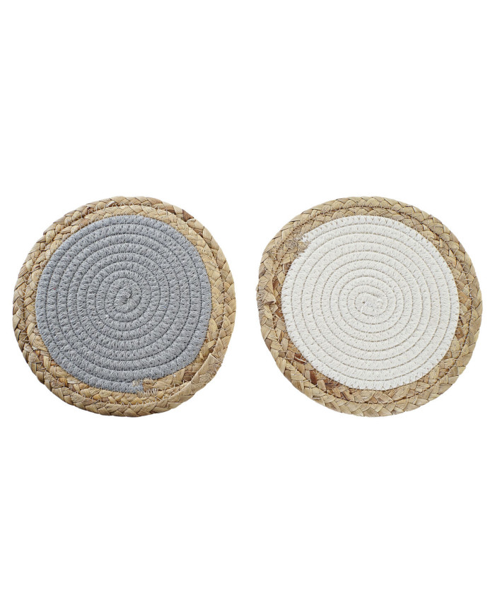 Table Mat DKD Home Decor Individual Cotton Fibre (20 x 20 x 1 cm) (2 Units)