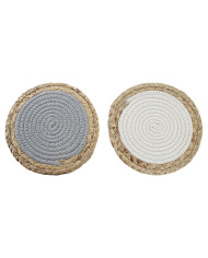Table Mat DKD Home Decor Individual Cotton Fibre (20 x 20 x 1 cm) (2 Units)