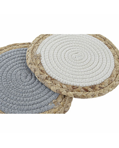 Table Mat DKD Home Decor Individual Cotton Fibre (20 x 20 x 1 cm) (2 Units)
