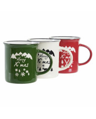 Mug DKD Home Decor Porcelain Stoneware (330 ml) (3 Units)