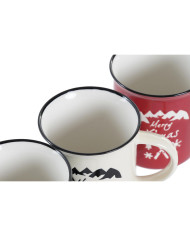 Mug DKD Home Decor Porcelain Stoneware (330 ml) (3 Units)