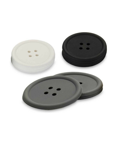 Coasters Kinvara White Black Grey Silicone Plastic Button 9 x 2 x 9 cm 8,8 x 8,8 x 0,05 cm 8 x 0,05 x 8 cm 9 x 1,8 x 9 cm Set (2