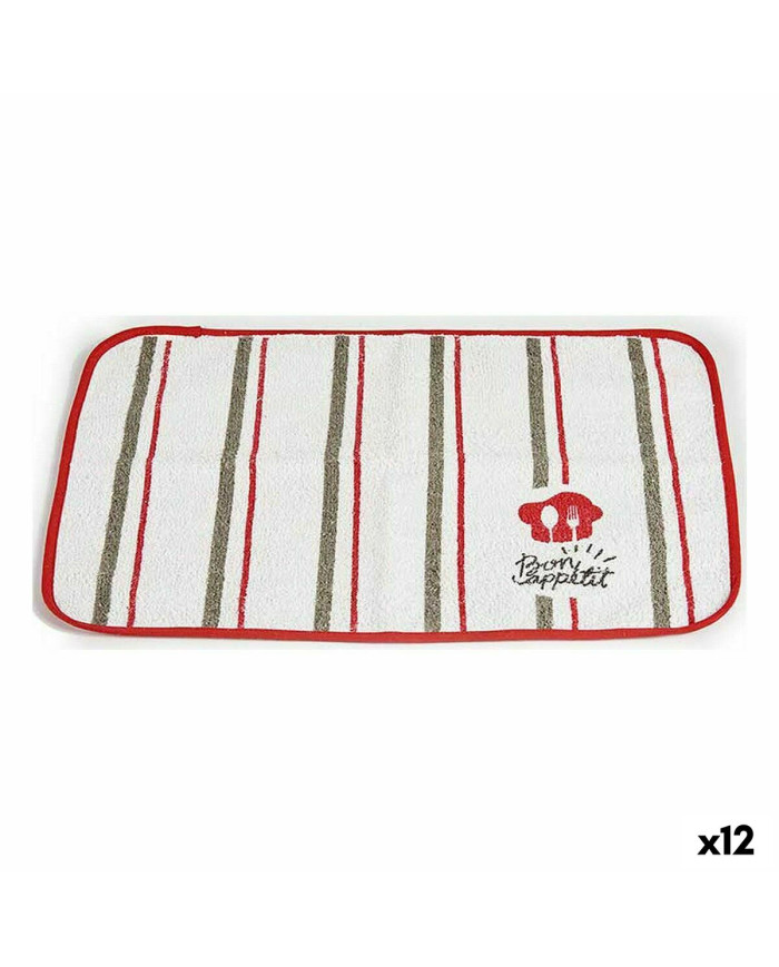 Table Mat Kinvara Bon Appetit White Red 33 x 0,3 x 48 cm (12 Units)