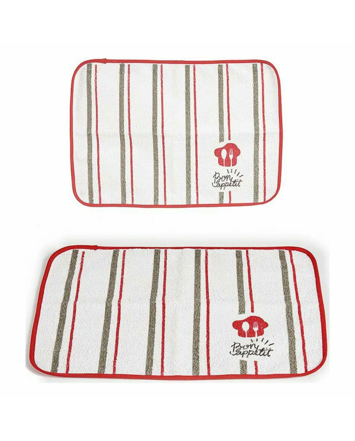 Table Mat Kinvara Bon Appetit White Red 33 x 0,3 x 48 cm (12 Units)