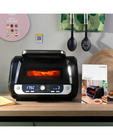Air Fryer with Grill, Accessories and Recipe Book InnovaGoods Fryinn 12-in-1 6000 Black Steel 3400 W 6 L