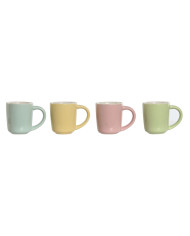 Piece Coffee Cup Set Home ESPRIT Yellow Blue Green Pink Porcelain 90 ml 4 Pieces