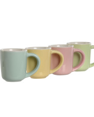 Piece Coffee Cup Set Home ESPRIT Yellow Blue Green Pink Porcelain 90 ml 4 Pieces