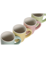Piece Coffee Cup Set Home ESPRIT Yellow Blue Green Pink Porcelain 90 ml 4 Pieces