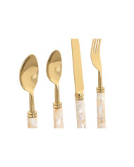 Cutlery Home ESPRIT White Golden Stainless steel Mother of pearl 4,5 X 2 X 21 CM 16 Pieces