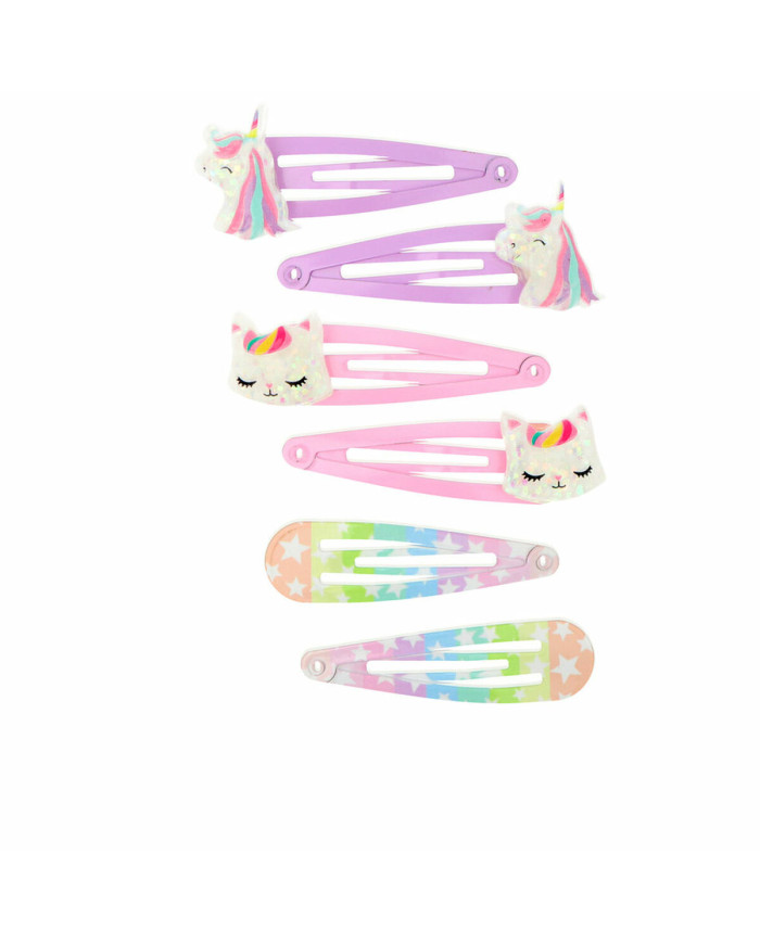 Hair Clips Inca   Multicolour Unicorn 6 Units