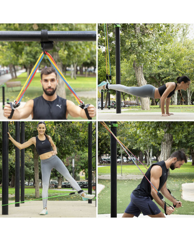 Set of Resistance Bands with Accessories and Exercise Guide Rebainer InnovaGoods 5 Units
