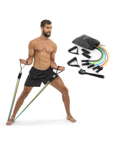 Set of Resistance Bands with Accessories and Exercise Guide Rebainer InnovaGoods 5 Units