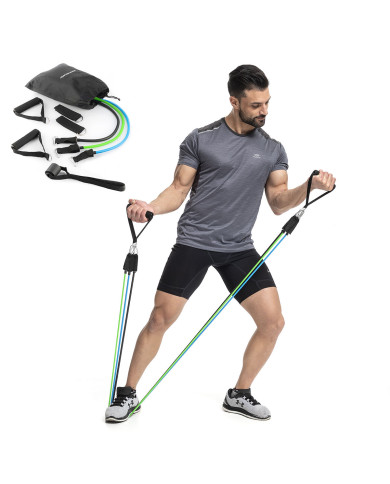 Set of Resistance Bands with Accessories and Exercise Guide Tribainer InnovaGoods 3 Units