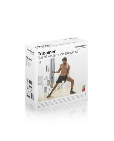 Set of Resistance Bands with Accessories and Exercise Guide Tribainer InnovaGoods 3 Units
