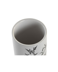 Toothbrush Holder DKD Home Decor White Black Rubber wood Stoneware 7,6 x 7,6 x 11 cm (12 Units)