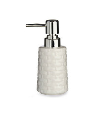 Soap Dispenser Berilo White Silver Ceramic 150 ml (6 Units)