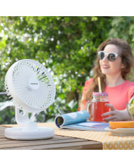 Rechargeable Desk Fan with LED FanLed InnovaGoods Ø6,6'' 4000 mAh