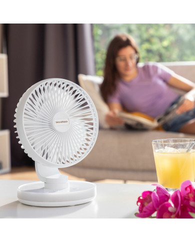 Rechargeable Desk Fan with LED FanLed InnovaGoods Ø6,6'' 4000 mAh