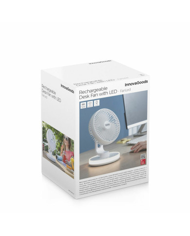 Rechargeable Desk Fan with LED FanLed InnovaGoods Ø6,6'' 4000 mAh