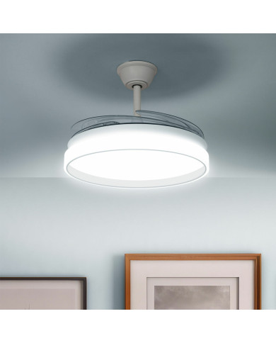 LED Ceiling Fan with 4 Retractable Blades Keteez InnovaGoods White 72 W Ø49-104 cm