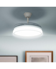 LED Ceiling Fan with 4 Retractable Blades Keteez InnovaGoods White 72 W Ø49-104 cm