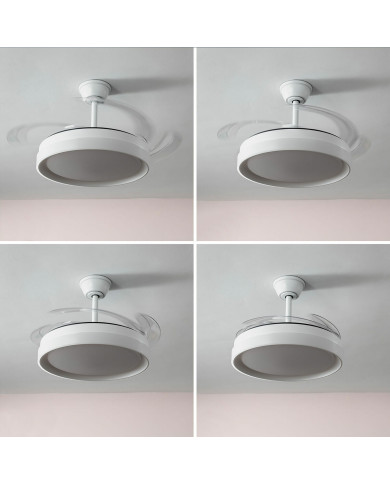 LED Ceiling Fan with 4 Retractable Blades Keteez InnovaGoods White 72 W Ø49-104 cm