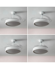 LED Ceiling Fan with 4 Retractable Blades Keteez InnovaGoods White 72 W Ø49-104 cm