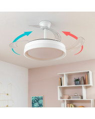 LED Ceiling Fan with 4 Retractable Blades Keteez InnovaGoods White 72 W Ø49-104 cm