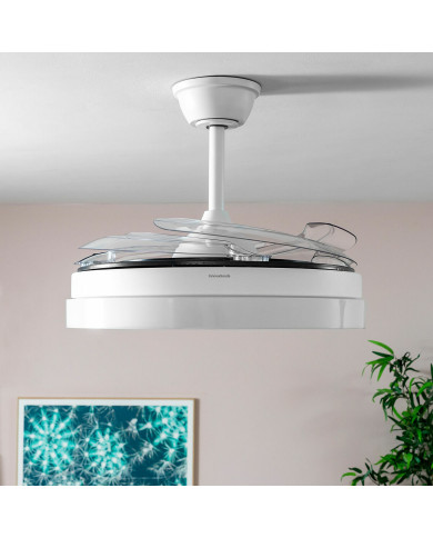 LED Ceiling Fan with 4 Retractable Blades Keteez InnovaGoods White 72 W Ø49-104 cm