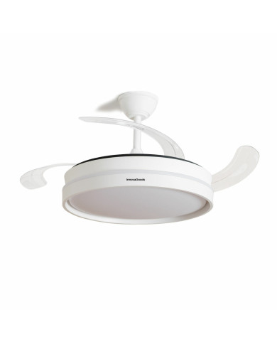 LED Ceiling Fan with 4 Retractable Blades Keteez InnovaGoods White 72 W Ø49-104 cm