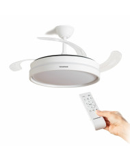 LED Ceiling Fan with 4 Retractable Blades Keteez InnovaGoods White 72 W Ø49-104 cm