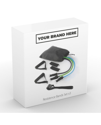 Set of Resistance Bands with Accessories and Exercise Guide White Label 3 Units (Refurbished B)