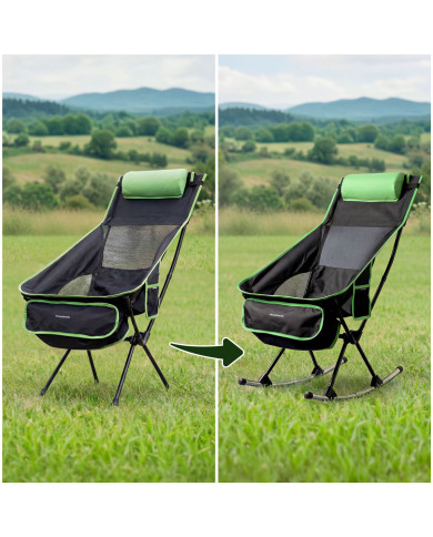 2-in-1 Folding Camping Rocking Chair with Pocket, Cushion and Carry Bag Trillow InnovaGoods
