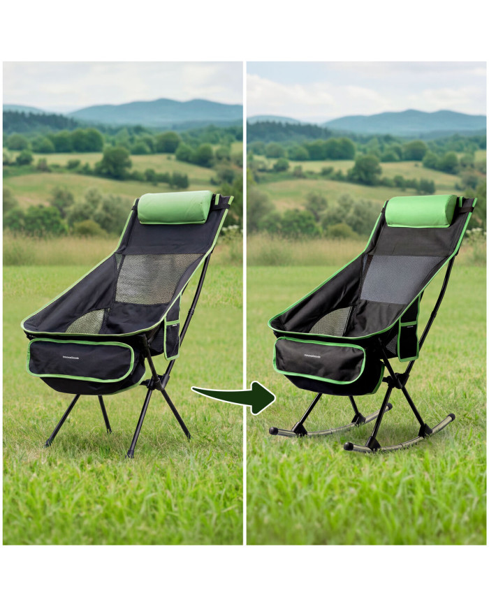2-in-1 Folding Camping Rocking Chair with Pocket, Cushion and Carry Bag Trillow InnovaGoods