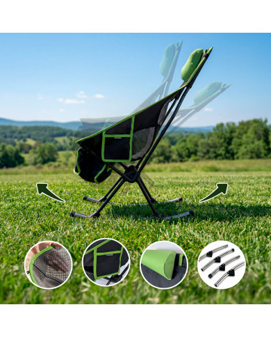 2-in-1 Folding Camping Rocking Chair with Pocket, Cushion and Carry Bag Trillow InnovaGoods