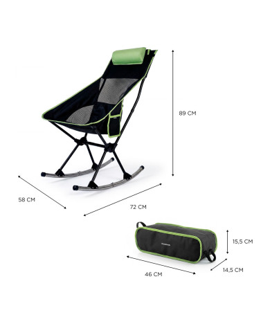2-in-1 Folding Camping Rocking Chair with Pocket, Cushion and Carry Bag Trillow InnovaGoods