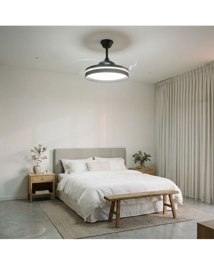 Ceiling Fan with LED Light, 4 Retractable Blades and Remote Control InnovaGoods