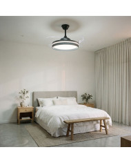 Ceiling Fan with LED Light, 4 Retractable Blades and Remote Control InnovaGoods