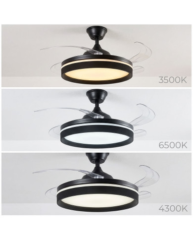Ceiling Fan with LED Light, 4 Retractable Blades and Remote Control InnovaGoods