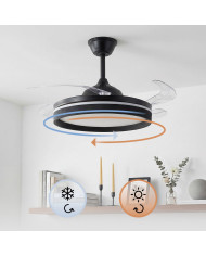 Ceiling Fan with LED Light, 4 Retractable Blades and Remote Control InnovaGoods
