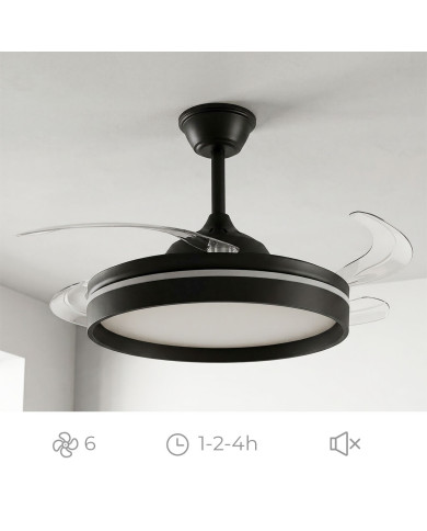Ceiling Fan with LED Light, 4 Retractable Blades and Remote Control InnovaGoods