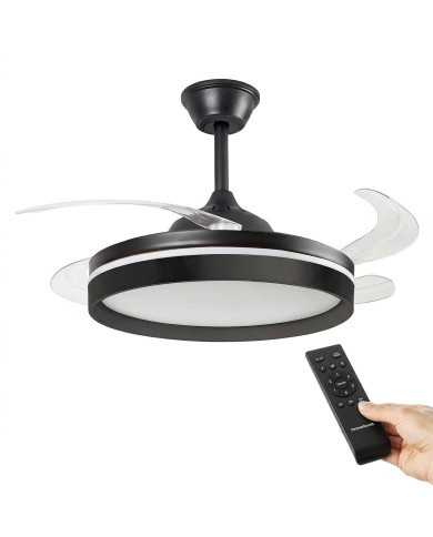 Ceiling Fan with LED Light, 4 Retractable Blades and Remote Control InnovaGoods