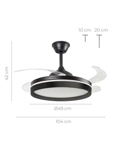 Ceiling Fan with LED Light, 4 Retractable Blades and Remote Control InnovaGoods